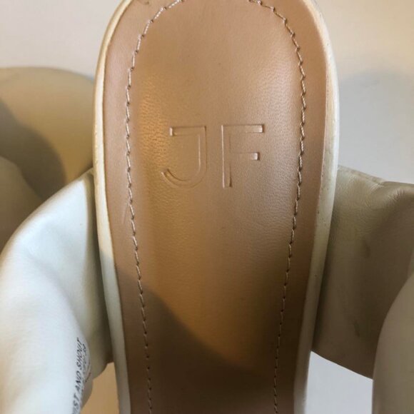 New FJ JUST FAB Twist & Shout Block Heel Sandals Vegan Leather Mules Ivory SZ 8 - Picture 7 of 9